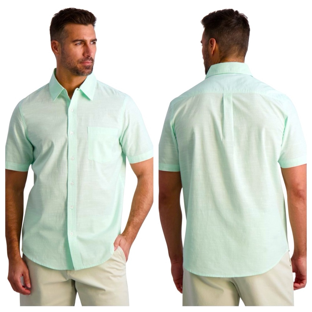 NWT Chaps Short Sleeve Coastland Wash Chambray Shirt Big & Tall Sz XLT